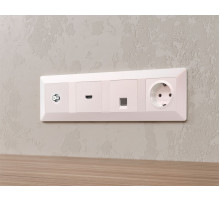 Комплект механизма TV розетки SAT 5-2400MHz 3.5dB Alfa Жемчуг Quant Ambrella Volt MA213050 (AP2130, VM215)