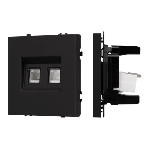 Розетка телефонная двойная софт-тач черный оникс Arlight SCT-MTL2-SFPL-BK (2хRJ-11, 4C) 054309(1)
