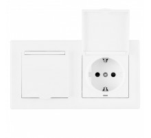 Розетка двойная (двухпостовая) с/з и шторками Arte Milano SET06-2-41-1x2 white