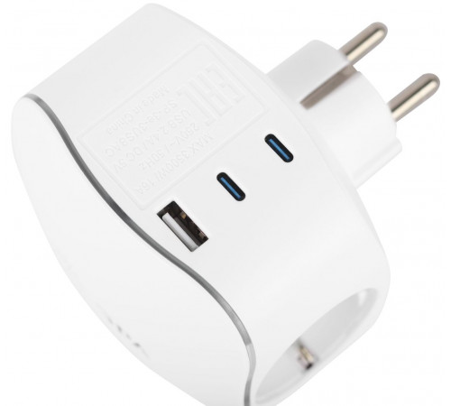 Разветвитель электрический ЭРА SP-3e-3USBAC-W на 3 розетки + 3 USB A+C с заземлением со шторками 16А белый Б0069081
