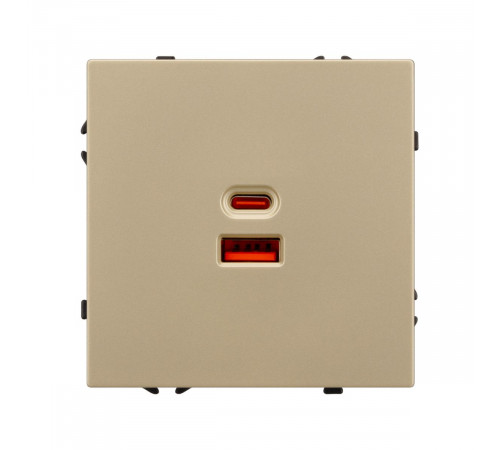 USB Розетка тип A+C софт-тач золотой песок Arlight SCT-MUAC-SFPL-FC-GD (65W, QC3) 054318(1)