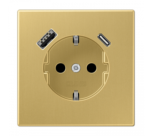 Розетка SCHUKO с USB-зарядным устройством, тип A + тип С; латунь Classic Jung ME1520-15CAC