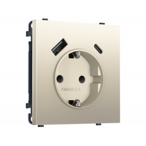 Комплект механизма электрической розетки SIGMA Шёлк 2USB A+C 20W Ambrella Volt MS550010 (SP5500, PR160)