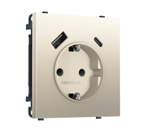 Комплект механизма электрической розетки SIGMA Шёлк 2USB A+C 20W Ambrella Volt MS550010 (SP5500, PR160)