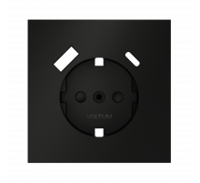 Накладка для розетки с заземлением и защитными шторками, с USB A+C Voltum S70 (черный матовый) VLS001008