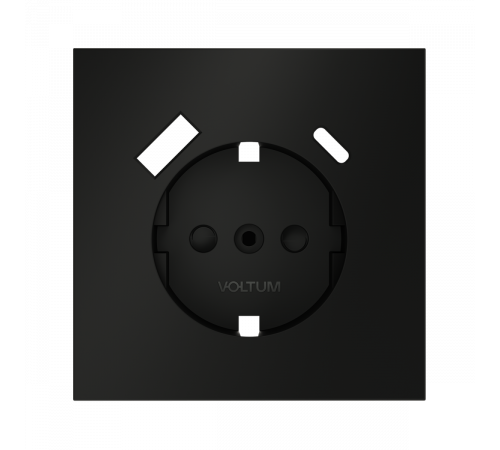 Накладка для розетки с заземлением и защитными шторками, с USB A+C Voltum S70 (черный матовый) VLS001008