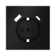 Накладка для розетки с заземлением и защитными шторками, с USB A+C Voltum S70 (черный матовый) VLS001008
