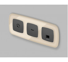 Комплект механизма компьютерной розетки Ambrella Volt RJ-45 (8P8C) CAT6A экранированной с автоматической защитной шторкой OMEGA MO912005 Графит soft touch QUANT (OP9120, VM185)