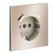 Накладка для розетки с заземлением и защитными шторками с USB A+C S70 Metal (платина) Voltum VLSM001010