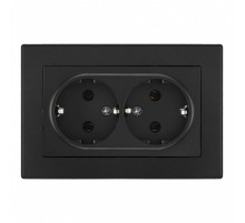 Розетка двойная с/з и шторками Arte Milano SET06-double-40-2 black