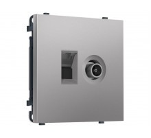 Комплект механизма розетки компьютерной + TV оконечной SIGMA Сталь матовый RJ-45 Ambrella Volt MS512510 (SP5125, PR195)