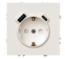 Розетка 1-местная з/ш с/з 16А + USB + Type C (механизм) Stekker Эмили RST16-5119-08 кашемир soft touch 50360