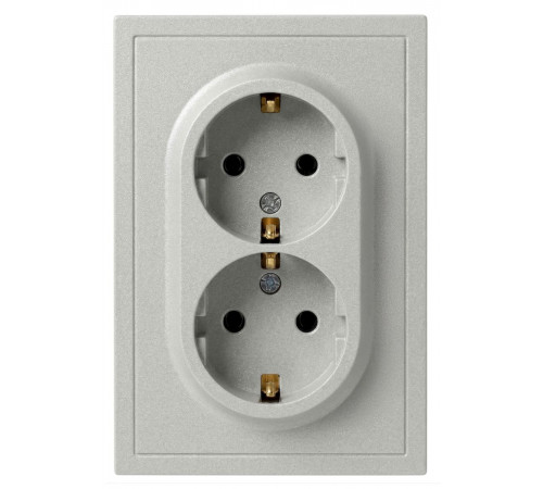 Розетка Эра Galaxy 15-2105-03 с заземлением двойная 2X2P+E Schuko со шторками IP20 16А-250В алюминий Б0070701