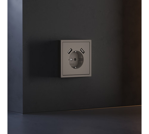 Накладка для розетки с заземлением и защитными шторками, с USB A+A Voltum S70 (капучино) VLS000914