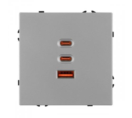 USB Розетка тип А+С+С софт-тач никель Arlight SCT-MUACC-SFPL-FC-IS (65W, QC3) 061838(1)