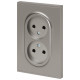Розетка Эра Arktik 16-2107-07 без заземления двойная 2X2P 16А-250В титан Б0071687