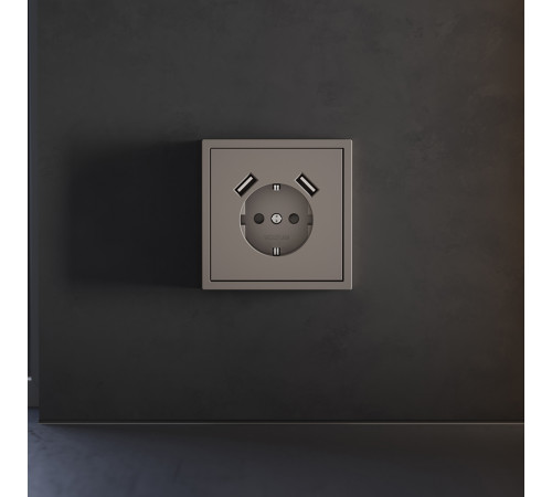 Накладка для розетки с заземлением и защитными шторками, с USB A+A Voltum S70 (капучино) VLS000914