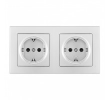 Розетка двойная (двухпостовая) с/з и шторками Arte Milano SET06-2-40-1x2 silver