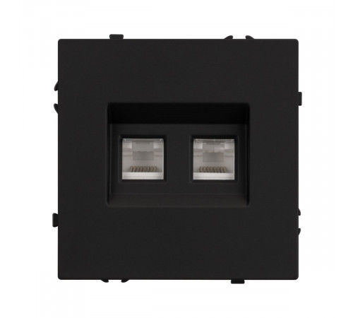 Механизм сдвоенной телефонной розетки Arlight SCT-NOBE-MTL2-SFPL-BK (RJ-11, 4C) (Черный оникс) 054309