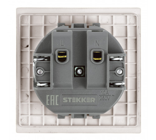Розетка 1-местная с защитной шторкой (механизм) Stekker б/з Мия 250В 16А RST16-3109-08 пудровый жемчуг 50483