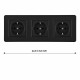 Розетка тройная (трехпостовая) с/з и шторками Arte Milano SET16-3-40-1x3 black