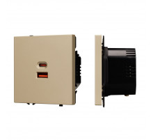 USB Розетка тип A+C софт-тач золотой песок Arlight SCT-MUAC-SFPL-FC-GD (65W, QC3) 054318(1)
