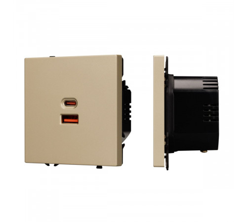 USB Розетка тип A+C софт-тач золотой песок Arlight SCT-MUAC-SFPL-FC-GD (65W, QC3) 054318(1)