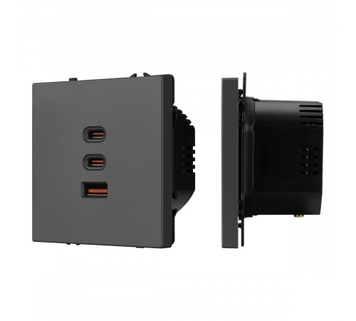 Механизм розетки с быстрой USB зарядкой Arlight SCT-NOBE-MUACC-SFPL-FC-GR (65W, QC3) 061837