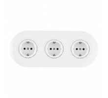 Круглая розетка тройная (трехпостовая) с/з и шторками Arte Milano SET08-3-40-1x3 white
