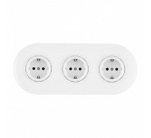 Круглая розетка тройная (трехпостовая) с/з и шторками Arte Milano SET08-3-40-1x3 white