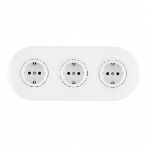Круглая розетка тройная (трехпостовая) с/з и шторками Arte Milano SET08-3-40-1x3 white