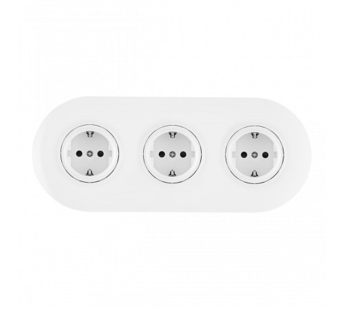 Круглая розетка тройная (трехпостовая) с/з и шторками Arte Milano SET08-3-40-1x3 white