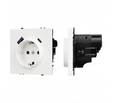 Розетка зк со шторками с USB тип А+С софт-тач белый кварц Arlight SCT-MUAC-SFPL-WH (250V, 16A) 054284(1)
