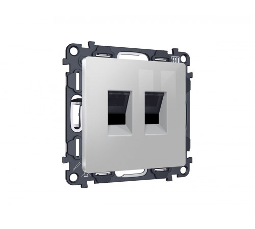 Комплект механизма компьютерной двойной розетки RJ-45 Ambrella Volt MA412110 (8P8C) CAT6 с автоматической защитной шторкой Alfa Серебро глянец Quant Комплект механизма компьютерной двойной розетки RJ-45 Ambrella Volt MA412110 (8P8C) CAT6 с автоматической защитной шторкой Alfa Серебро глянец Quant