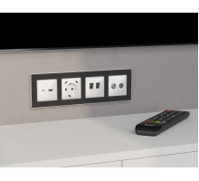 Комплект механизма компьютерной двойной розетки RJ-45 с автоматической защитной шторкой Alfa Белый глянец Quant Ambrella Volt MA112110 (AP1121, VM189)