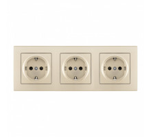 Розетка тройная (трехпостовая) с/з и шторками Arte Milano SET06-3-40-1x3 shampan