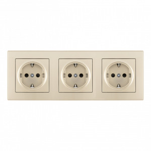 Розетка тройная (трехпостовая) с/з и шторками Arte Milano SET06-3-40-1x3 shampan