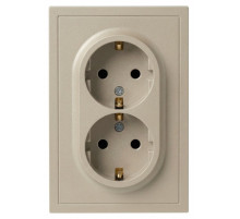 Розетка Эра Galaxy 15-2104-04 с заземлением двойная 2X2P+E Schuko 16А-250В IP20 шампань Б0070684