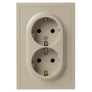 Розетка Эра Galaxy 15-2104-04 с заземлением двойная 2X2P+E Schuko 16А-250В IP20 шампань Б0070684