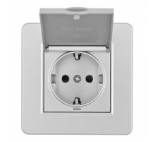 Комплект розетки с/з и шторками, защитной крышкой и рамкой Arte Milano SET16-1-41-1 silver