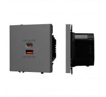 Механизм розетки с быстрой USB зарядкой Arlight SCT-NOBE-MUAC-SFPL-FC-GR (65W, QC3) 054319