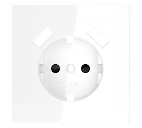 Накладка для розетки с заземлением и защитными шторками, с USB A+A Voltum S70 (белый глянцевый) VLS000901