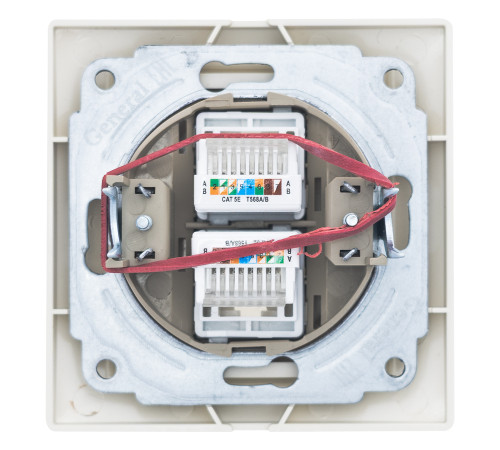 Розетка двойная компьютерная RJ45 скрытой установки IP20,слоновая кость 