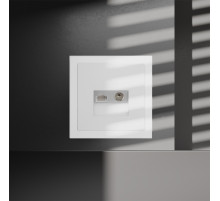 Розетка телевизионная встраиваемая Voltum S70 TV+RJ45 кат. 6, (белый матовый) VLS060702