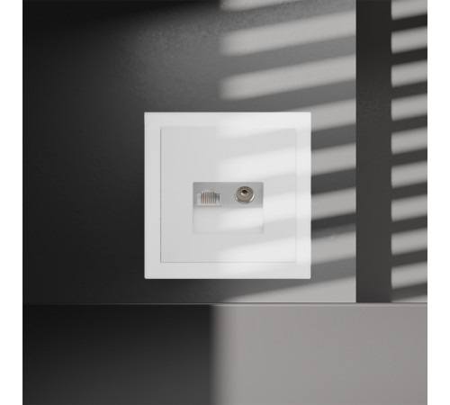 Розетка телевизионная встраиваемая Voltum S70 TV+RJ45 кат. 6, (белый матовый) VLS060702