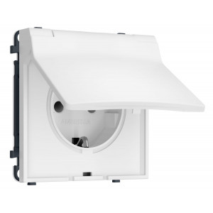 Комплект механизма электрической розетки SIGMA Белый матовый 50Hz 2P+E с/з с/ш и крышкой IP44 16A-250V QUANT PRO Ambrella Volt MS128010 (SP1280, PR141)