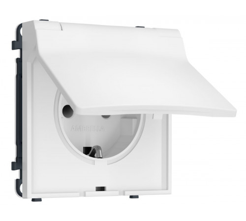 Комплект механизма электрической розетки SIGMA Белый матовый 50Hz 2P+E с/з с/ш и крышкой IP44 16A-250V QUANT PRO Ambrella Volt MS128010 (SP1280, PR141)