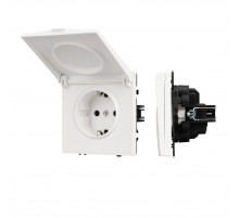 Розетка зк со шторками и крышкой софт-тач белый кварц Arlight SCT-MCP-SFPL-WH (250V, 16A) 054280(1)