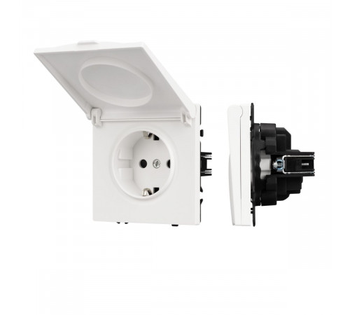 Розетка зк со шторками и крышкой софт-тач белый кварц Arlight SCT-MCP-SFPL-WH (250V, 16A) 054280(1)