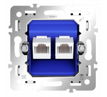 Механизм розетки компьютерной двойной RJ45+RJ45 кат.6 Voltum S70 VLS0602M